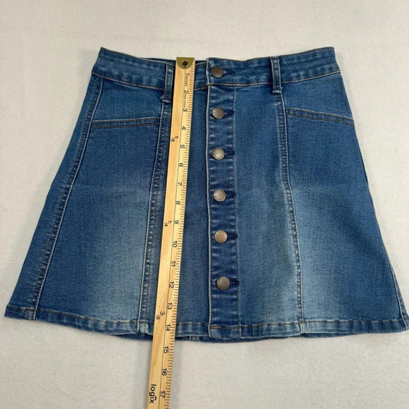 American Rag Button Down Jean Denim Mini Skirt Womens Size 1 - Picture 6 of 7